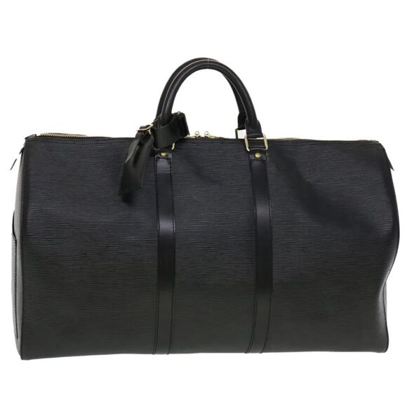 LOUIS VUITTON Black Epi KeepAll LV50 Boston Weekend Travel Bag Duffle VI8911 - Picture 1 of 16